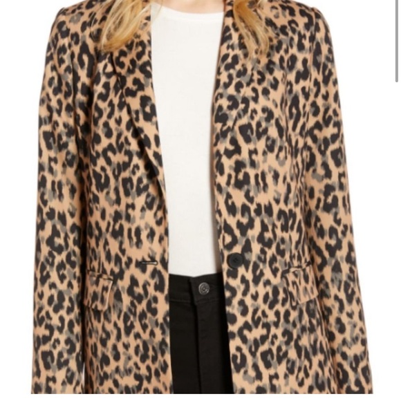 Halogen Taupe Animal Print Single Button Blazer - Picture 3 of 3